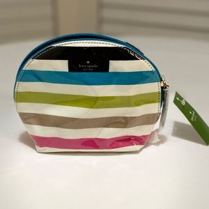 Kate Spade Keri St Elmo Stripe Small Dome Cosmetic Makeup Bag